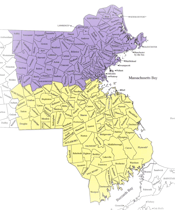Map of Towns and Cities Northeast Clinical serves