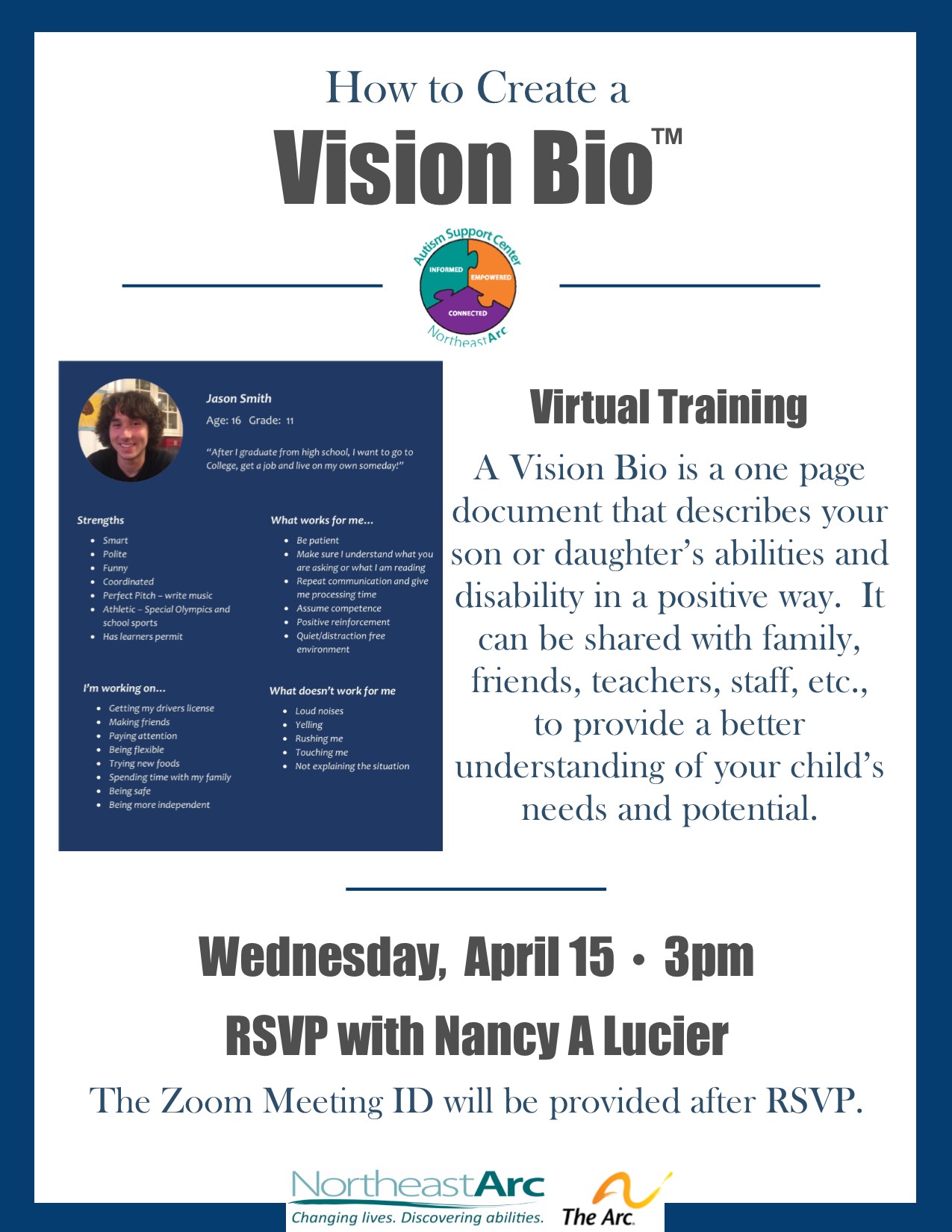 Flyer for Virtual Vision Bio Training