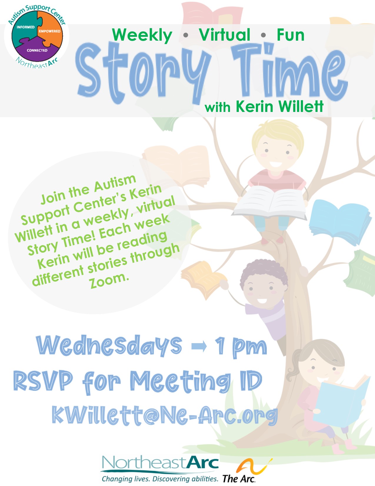 Flyer for Weekly Virtual Story Time