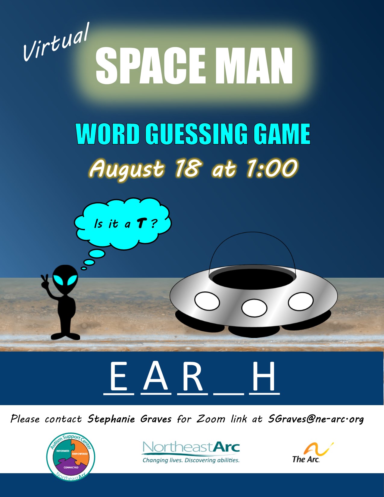Flyer for Spaceman Virtual Word Game Event