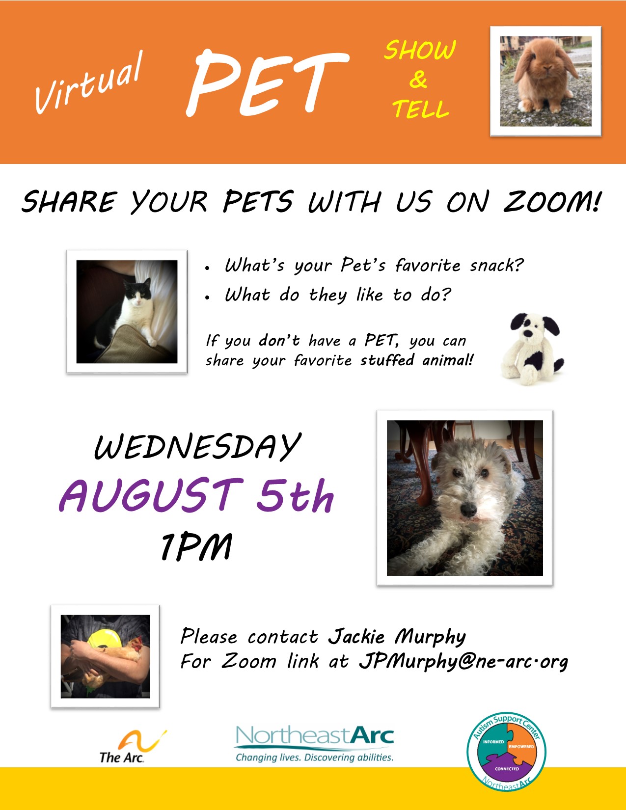 Flyer for "Virtual" Pet Show & Tell Event