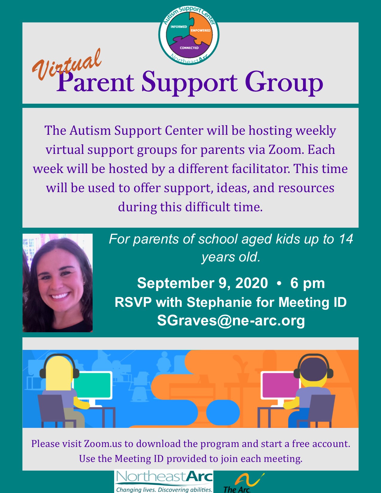 Flyer for 6PM Autism Support Group Meeting