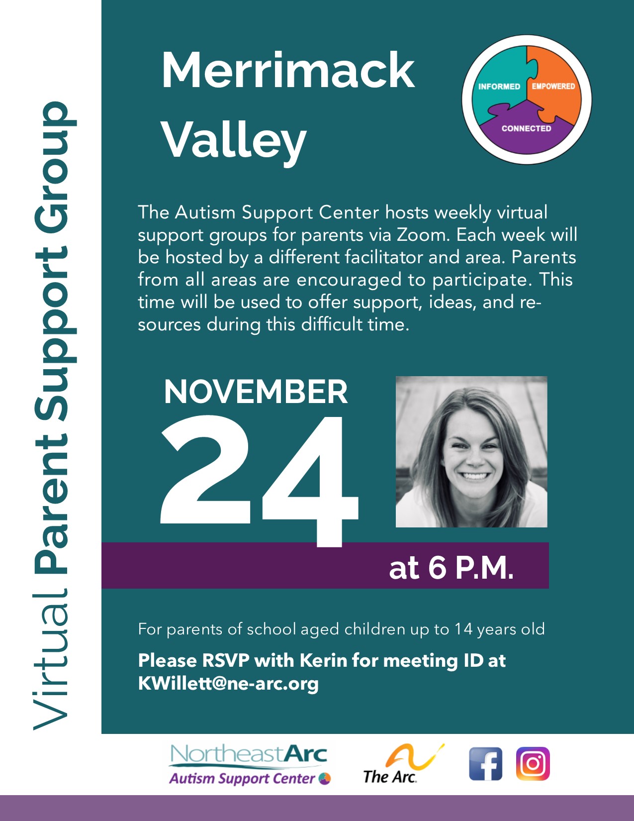 Flyer for ASC Merrimack Valley Parent Support Group