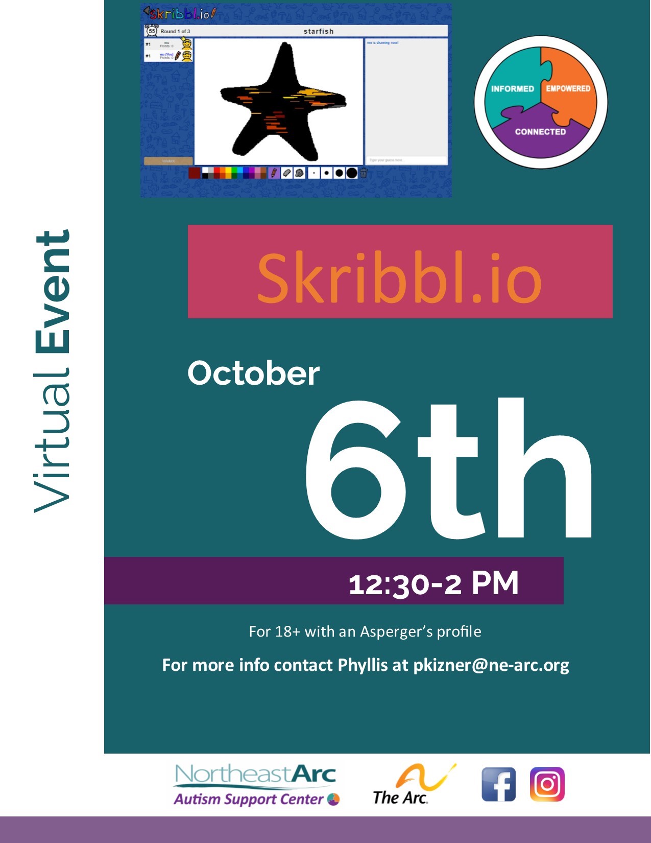 Flyer for Virtual ASC Game Event - Skribbl.io