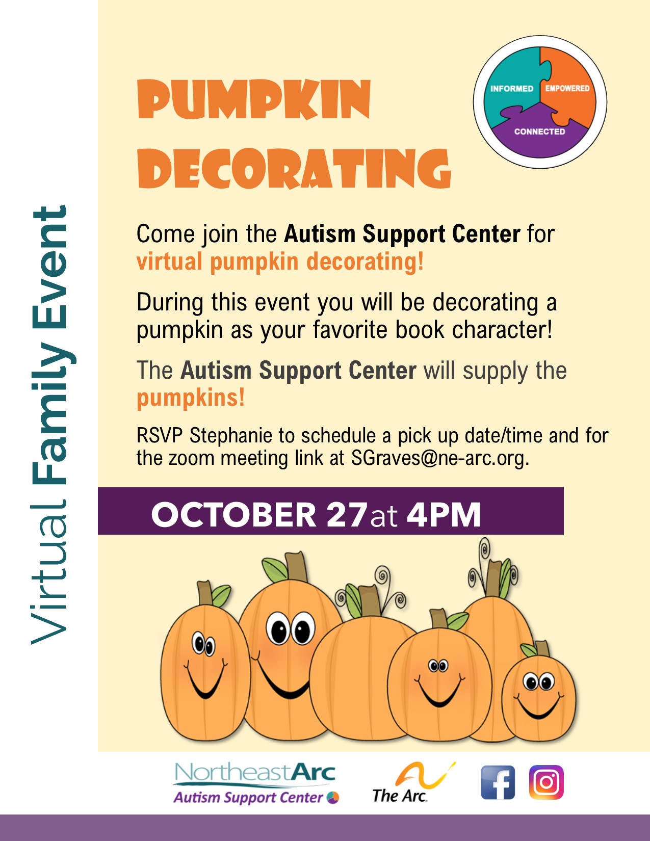 Flyer for Virtual Pumpkin Decorating Event