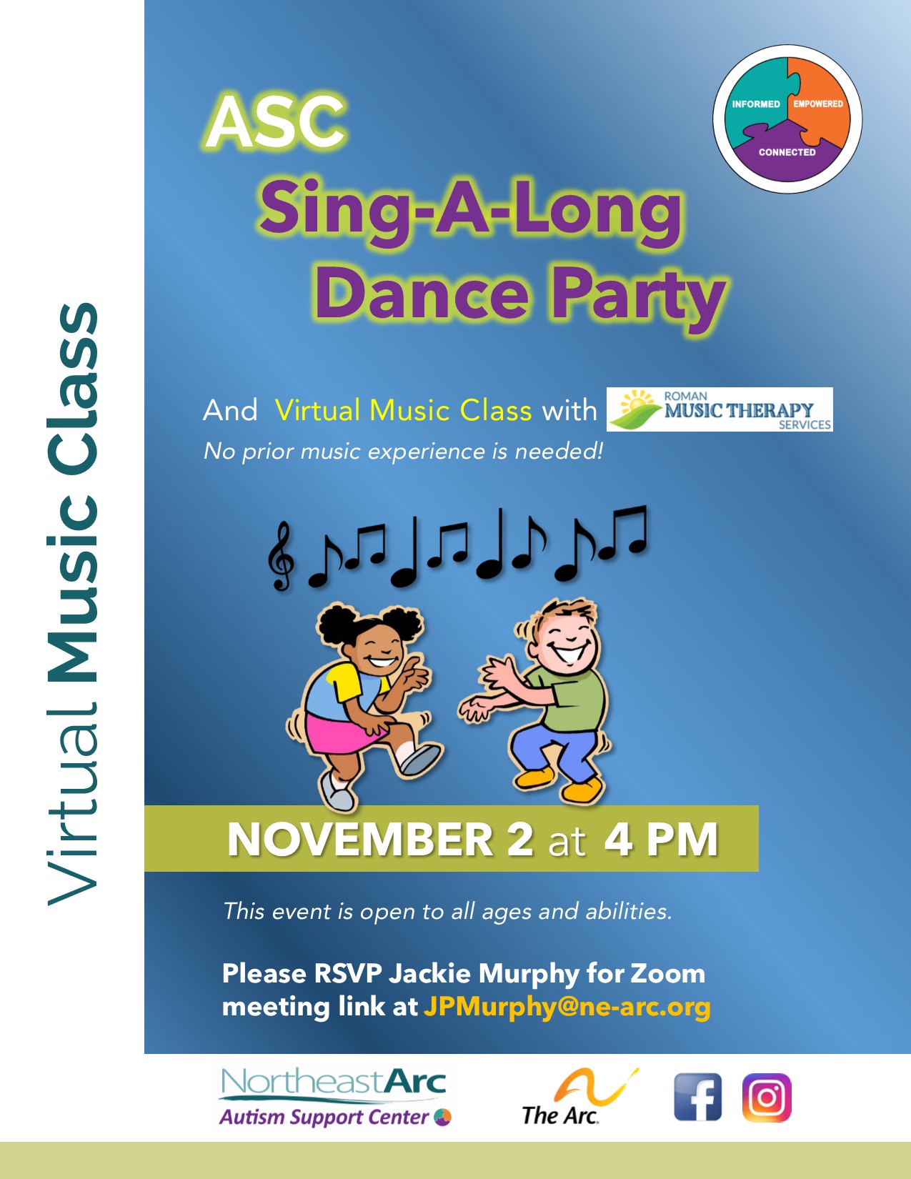 Flyer for ASC Family Fun - Sing-A-Long Dance Party Event
