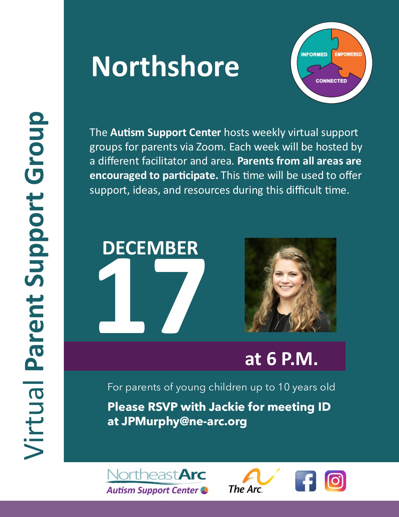 Flyer for Autism Support Group on December 17th at 6pm