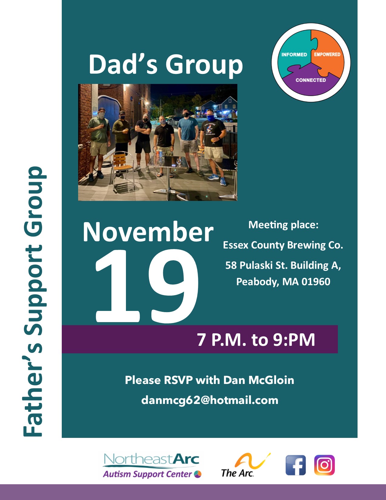 Father's Support Group. RSVP at danmcg62@hotmail.com; Nov 19 at 7pm